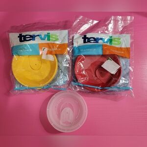 Tervis 24 Oz Travel Lid Set - Yellow & Red (Plus Clear 16 Oz Lid) (0475)